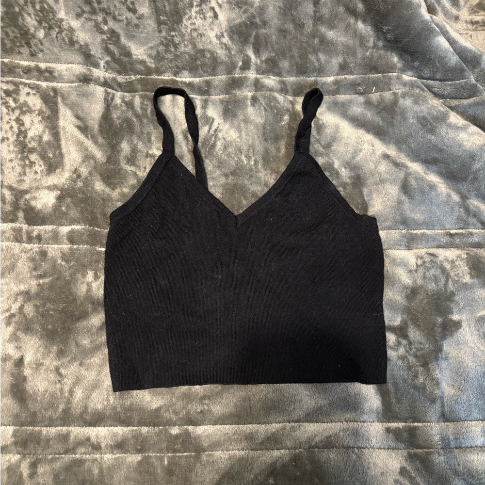 Black Cropped Tank Top